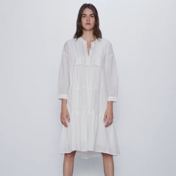 ZARA Embroidered Voluminous Dress - EUC - Size M - Picture 1 of 12